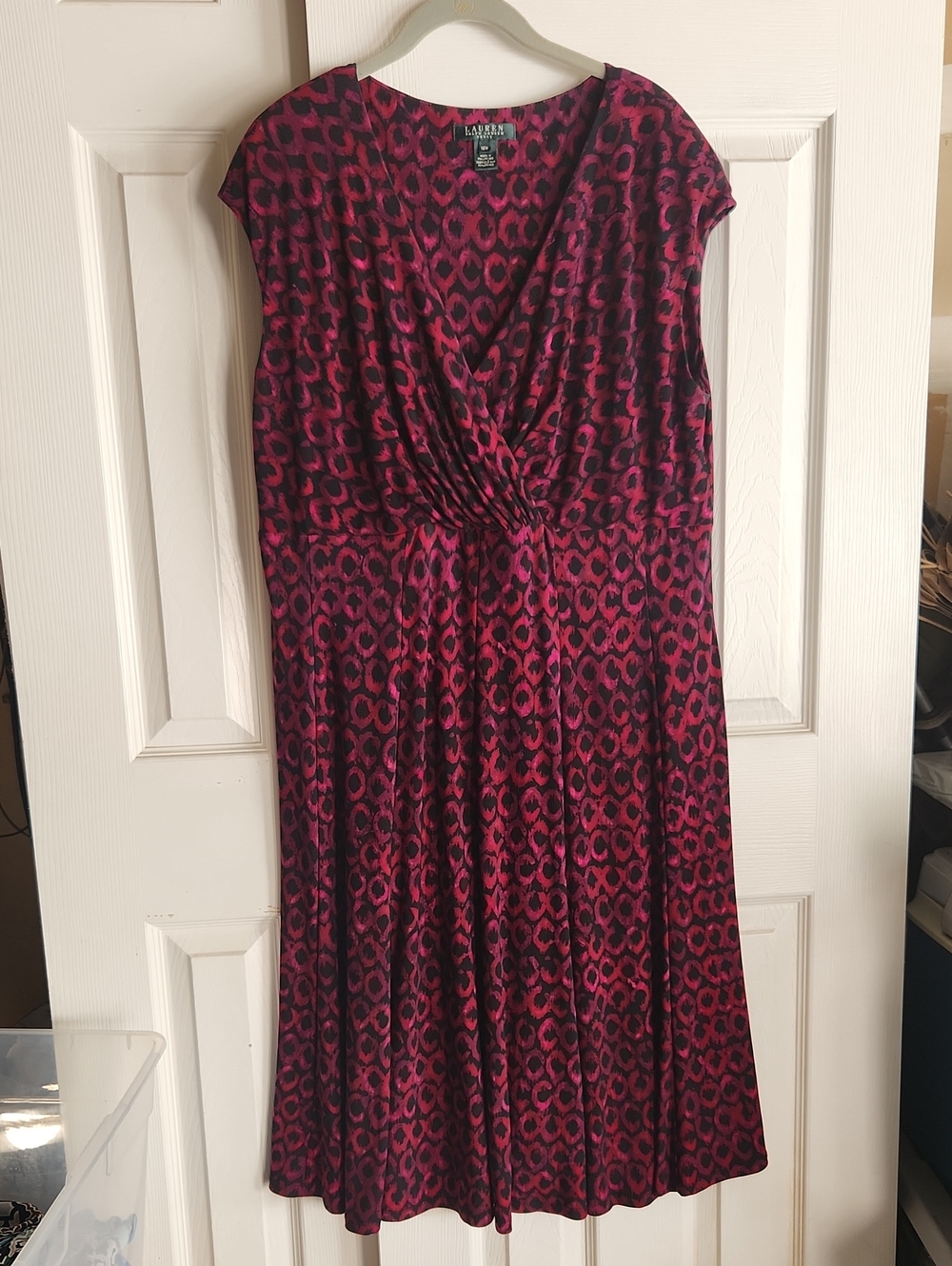 Lauren Ralph Lauren Fuchsia and Black Patterned Midi Dress